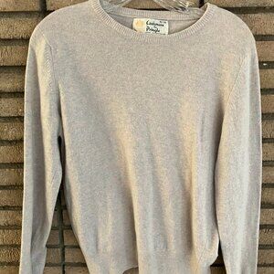 Vintage Cashmere by Pringle Lt Gray with Blue/ Pink Undertones Sweater Bust 36"